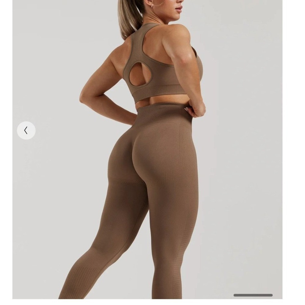 Womens Best Power Seamless‎ Scrunch Leggings Caribou Brown High Waisted XL